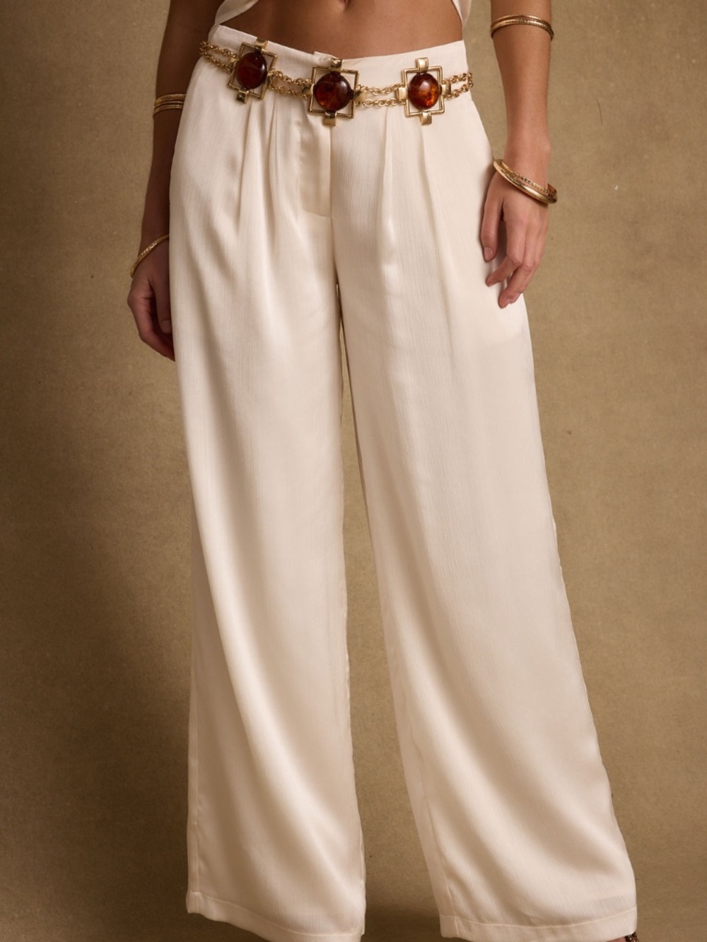 12th Tribe Moonlit Kiss Cream Satin Trousers Size SS